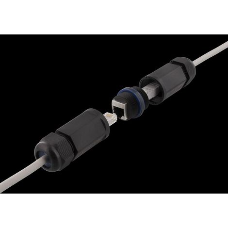 Coupleur étanche, 2 prises RJ45 Cat6, blindé, IP67 - Noir, pour rallonge de câble réseau, Ethernet