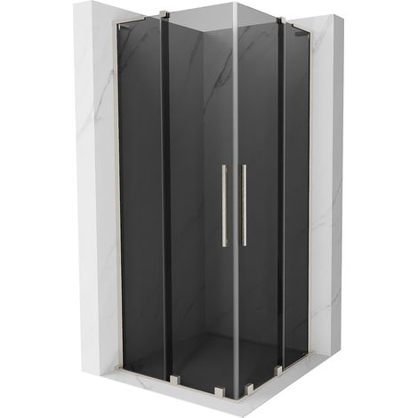 Mexen Velar L Duo Duschkabine Schiebetür 100 x 100 cm, Graphit, gebürsteter Nickel - 871-100-100-02-43-97 (1/5)
