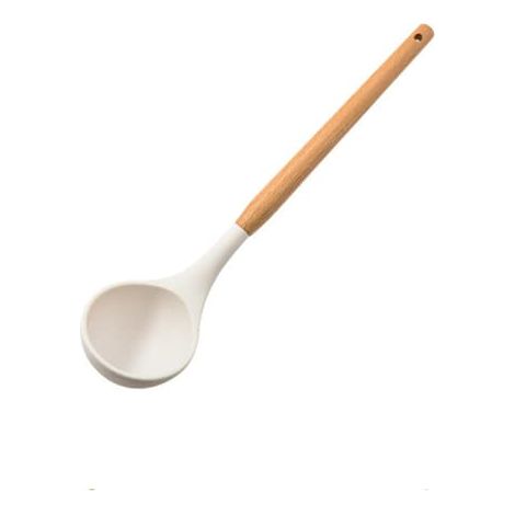 Ensemble d'ustensiles de cuisine pour la cuisson et la pâtisserie : spatule en silicone antiadhésive avec support et louche à soupe (1/5)