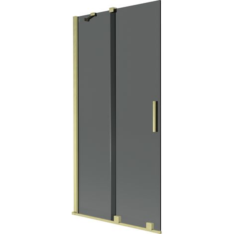 Mexen Velar mampara de baño de 2 hojas correderas 90 x 150 cm, grafito, dorado cepillado - 896-090-000-41-55 (1/2)
