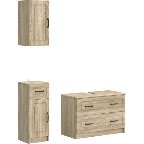 3 Piece Bathroom Cabinet Set UTRECHT Sonoma Oak Engineered Wood vidaXL (1/5)