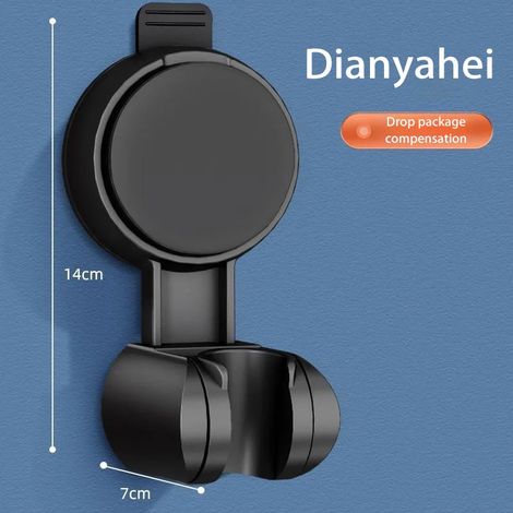 (Style 1 Noir) Support de pommeau de douche mural à ventouse, réglable à 360°, fixation murale pour barre de douche et salle de bain. (1/5)