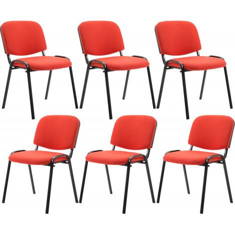 6er Set Besucherstuhl Ken Stoff rot (1/5)