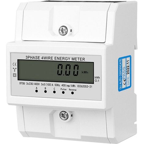 Compteur électrique triphasé certifié pour montage sur rail DIN, 100 A, 230/400 V, triphasé, 4 fils, NEUF (1/5)
