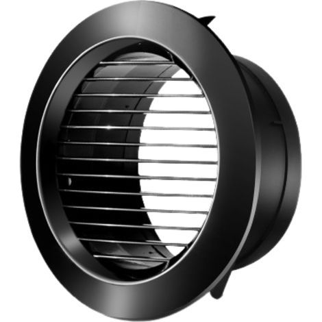 Grille de ventilation ronde, version à persiennes droites, pour cuisines, salles de bains, pour ouvertures de 150 mm de diamètre, noire (1/4)