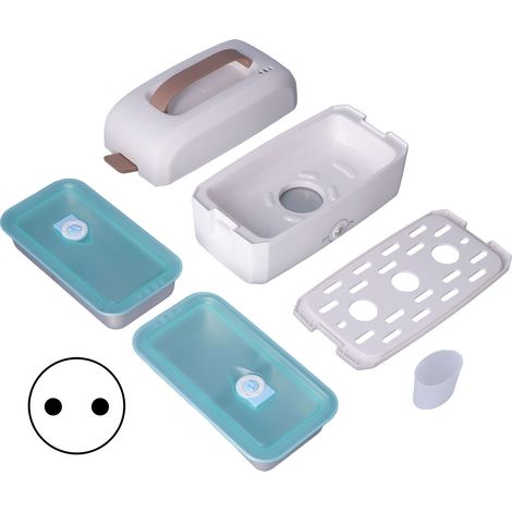 Boîte-repas électrique en acier inoxydable, chauffage rapide double couche pour bureau, école et voyage, prise UE 220V (1/5)