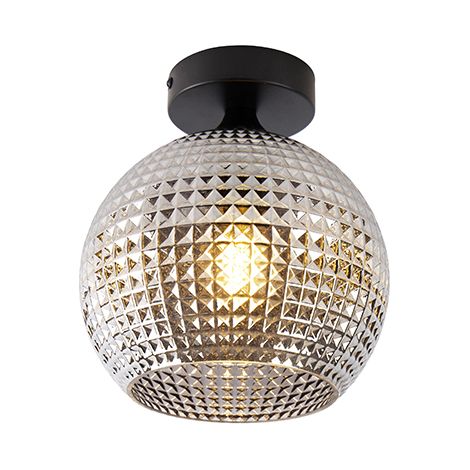 QAZQA Lampada da soffitto sphere - Art déco - Vetro,Acciaio - Nero - Tondo Max. 1 x Watt