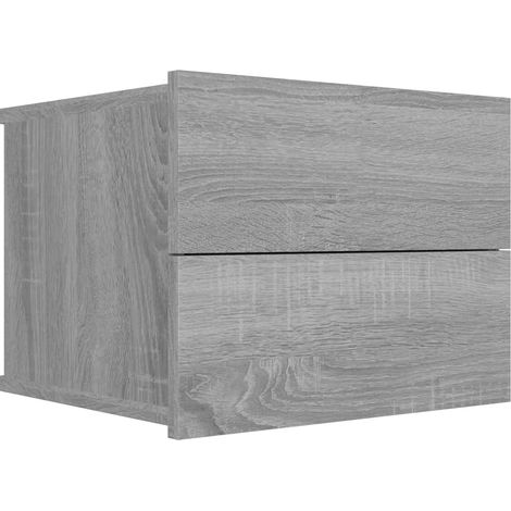 Comodino sospeso con 2 cassetti 40 x 30 x 30 cm multistrato grigio DEC034597
