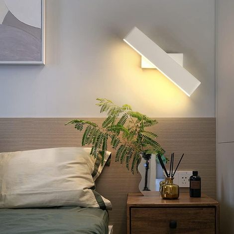 Applique Murale LED 6W Lampe Murale Blanc Chaud Acrylique Moderne Lampe de Mur Rotatif Fer Éclairage Mural pour Chambre Salon Bureau Couloir (Blanc) (1/5)