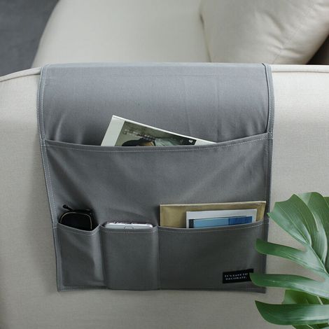 canapé accoudoir sac de rangement latéral-gain de place-solide-grande télécommande pour TV, articles divers, sac de rangement, sac de rangement-gris (1/5)