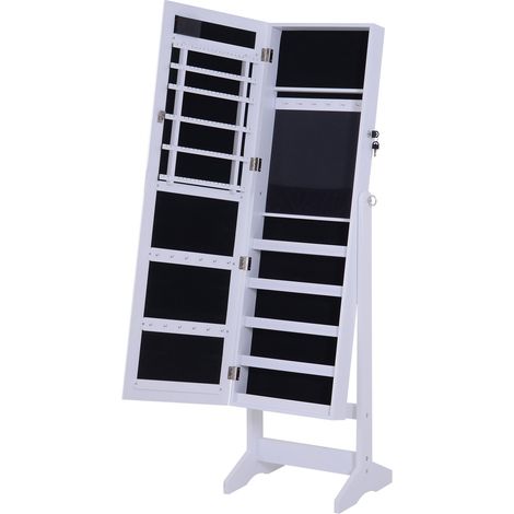 Armadio Portagioie a Specchio con 20 Luci LED Bianco 40x37x146 cm (1/5)