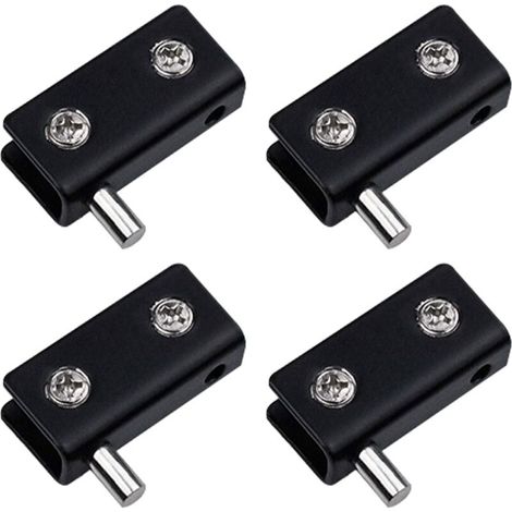 KZQ Confezione da 4 cerniere pivotanti per porte in vetro senza telaio, clip per porte in vetro in acciaio inossidabile nero con perno regolabile, kit di sostituzione per porte in vetro da 5-6 mm (1/4)