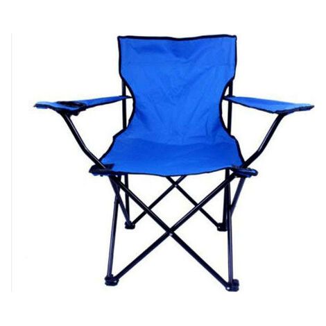 Chaise De Camping Pliante - Structure En Acier Robuste - Tissu Polyester 600d Résistant - Avec Porte-Gobelet Et Sac De Transport - Pour Plage Pêche Jardin - Bleu