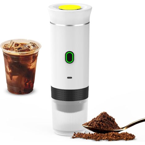 Macchina da caffè elettrica portatile senza fili con porta USB-C, autoriscaldante, ricaricabile, ideale per viaggi, campeggio, camper, casa, ufficio, ecc. (bianca) (1/5)