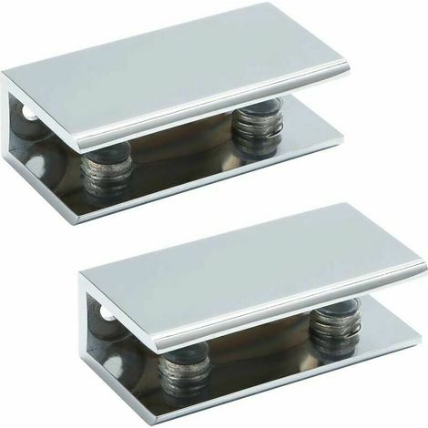 royaluxe- Pince à verre Support d'étagère en verre Support d'étagère murale Charnière de porte, verre adaptatif d'épaisseur 8-12 mm, acier inoxydable poli, 2 pièces (1/5)