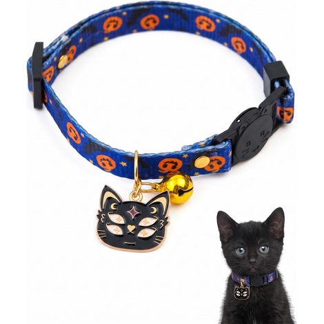 Collier pour Chat 1 Pièce, Design Noir Halloween, Réglable avec Boucle de Sécurité Anti-Fugue, Léger et Inoffensif pour Liberté de Mouvement et Port Quotidien (1/3)