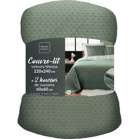 Bettwäsche-Set aus Samt MYLENE, Tagesdecke + 2 Kissenbezüge