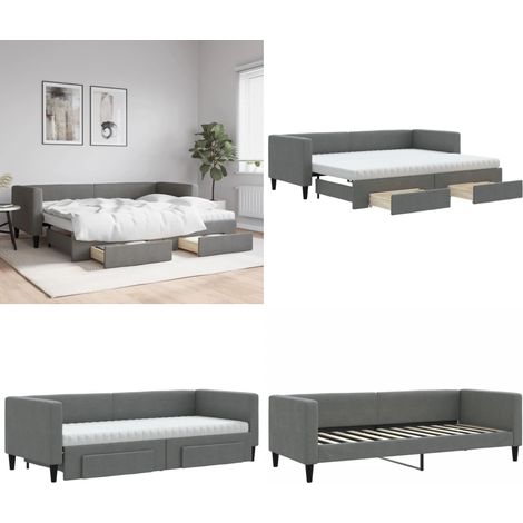 Tagesbett Ausziehbar mit Schubladen Dunkelgrau 80x200 cm Stoff - Schlafsofa - Doppelbett (1/5)