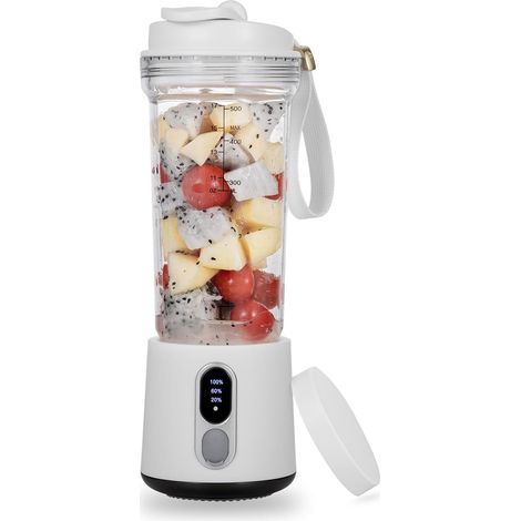 Blender portable - 500 ml (17 oz) - Rechargeable USB-C 4000 mAh - 6 lames en acier inoxydable - Sans fil - Mini blender nomade - Portée de 500 m (1/4)