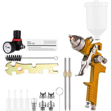Pistola pulverizadora HVLP, pistola de pintura, aerógrafo de alimentación por gravedad con 3 boquillas para pulverizar muebles de coche (boquillas de 1,4/1,7/2,0 mm). (1/5)