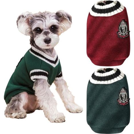 Maglione per cani in due pezzi, maglione per gatti in stile accademico, abbigliamento per cani con sottile fodera in pile, maglione per cuccioli, per cani di piccola taglia, (1/5)