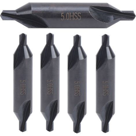 Lot de 5 forets de centrage pour fraiseuses, en acier rapide, outils de positionnement de 5 mm (1/5)