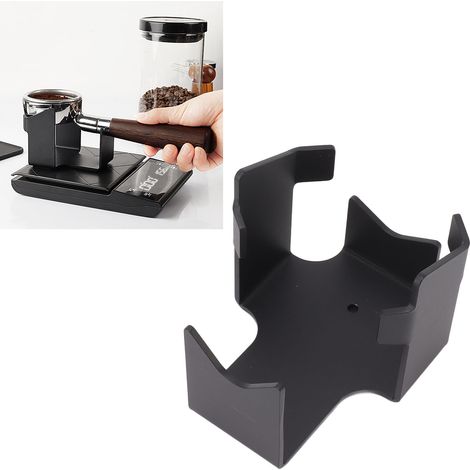 Halterung für schwarzen Kaffeefilterhalter der Filterhalter wird flach und vertikal auf die Halterung gestellt. (1/5)