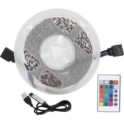 Ruban LED RGB USB avec télécommande, bande lumineuse changeant de couleur pour décoration de fond de télévision (1/5)