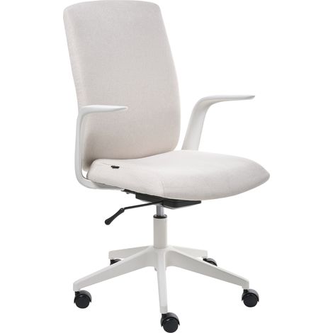 Silla de oficina funcional tapicería de poliéster reposabrazos y reposacabezas ajustables ajuste deslizante de la altura del asiento base giratoria respaldo reclinable beige claro Captain