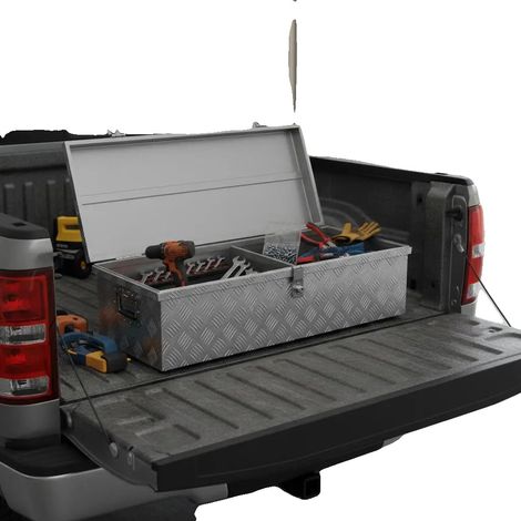 Coffre à outils de camion, aluminium durable, rangement spacieux, vert armée (1/2)