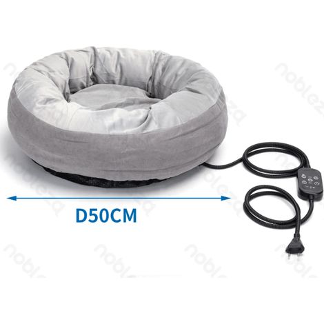Lit donut chauffant pour chiens et chats, température ajustable, lavable, anti-dérapant