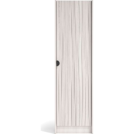 Herdasa, Zapatero alto NUX en melamina, 175x50x24cm - blanco antic y puertas efecto vallado blanco (1/5)