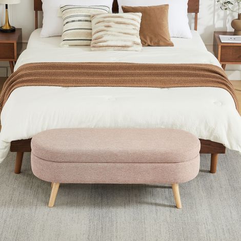 Banc avec espace de rangement, banc moderne de 110 cm avec rangement et revêtement en chenille, idéal pour changer de chaussures, adapté à la chambre, au couloir ou au salon (1/5)