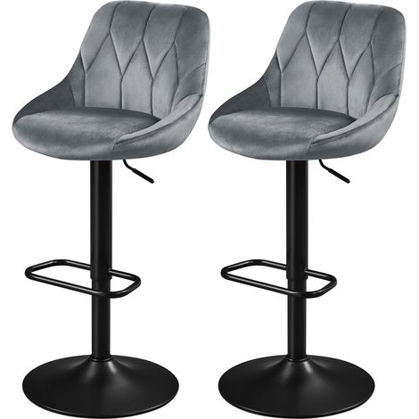Homevive Juego de 2 Taburetes de Bar de Terciopelo con Altura Ajustable Sillas de Bar con Asiento Giratorio Reposapiés Gris Oscuro (1/5)