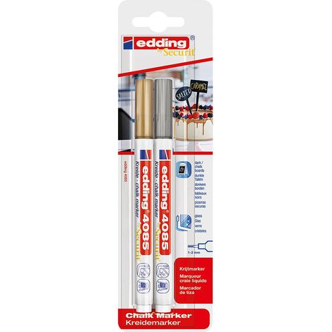 Marqueur Craie Liquide Blister De 2 Or Et Argent - Edding