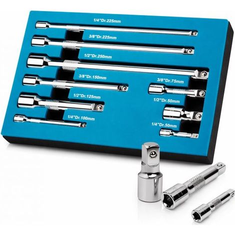 Set 9 Prolunghe Barre di Estensione 1/4" 3/8" 1/2'' da 50mm a 250mm (1/5)