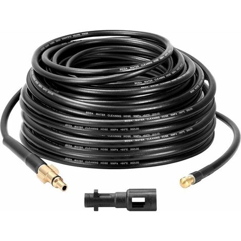 Tuyau de Nettoyage Haute Pression 15M pour Karcher K-Series (K1-K7)& Lavor, Tuyau de Nettoyage de Canalisation, pour le dragage des blocages et le nettoyage, Tuyau lave-glace résistant avec adaptateur (1/4)