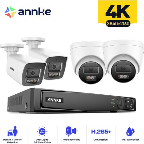 ANNKE 4K 16ch Sistema de cámaras de seguridad 4 bullet y 4 tower exterior visión nocturna acceso remoto (1/5)