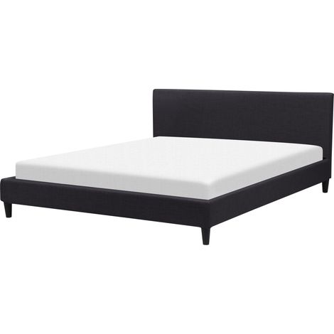 Cama de poliéster negro 180 x 200 cm somier listones contemporáneo Fitou