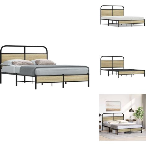 Cadre de lit sans matelas 120x200 cm chêne sonoma - Cadre De Lit - Cadres De Lit - Meuble De Chambre À Coucher - Lit (1/5)