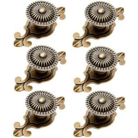 6 Pièces Bouton de Meuble Rétro 2 en 1 Poignée pour Armoire Tiroir avec Vis Bronze (1/4)