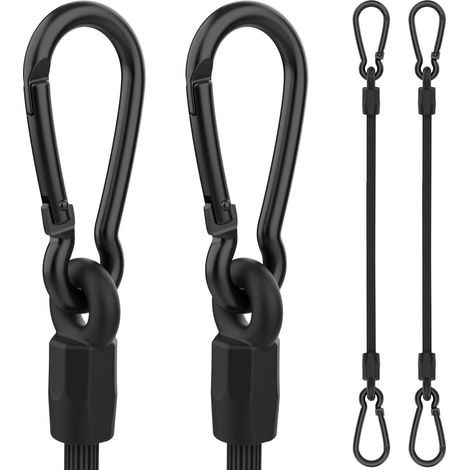 Spanngummi mit Karabiner 4 Stück 30cm Schwarz Stark Elastisch für Gepäck Sonnensegel Fahrrad (1/5)