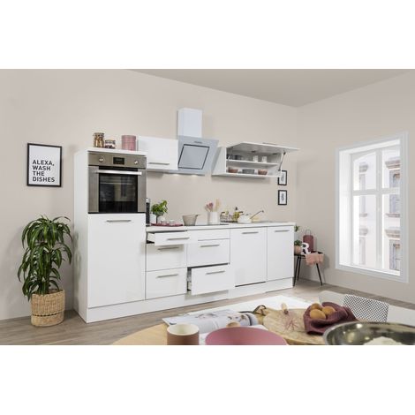 Cuisine Kitchenette Bloc cuisine blanc Amanda 280 cm Respekta Premium