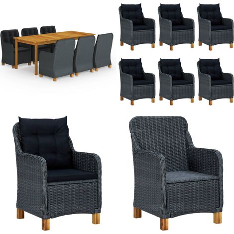 Ensemble à manger de jardin 7 pcs Gris foncé - Table De Jardin - Salon De Jardin - Mobilier De Jardin - Set De Jardin - Meubles De Terrasse - Home & Living (1/5)