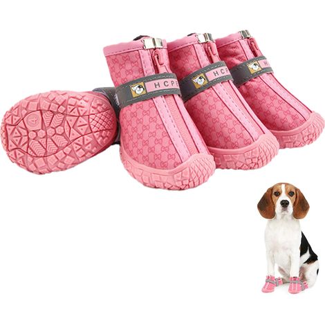 4 Paires Bottines Chien,Imperméable,Antidérapant,Sangles Réfléchissantes,Petits Chiens (1/5)