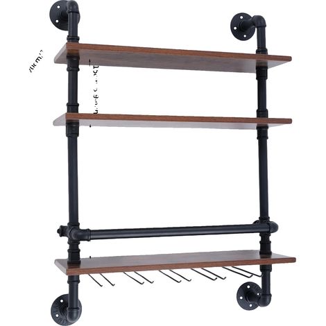 Étagère à vin, murale, style industriel, 24 pouces (1/2)