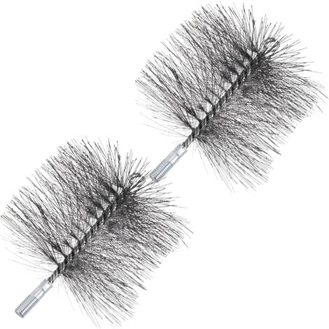 Lot de 2 brosses nettoyage cheminée rondes en acier inoxydable avec (1/5)
