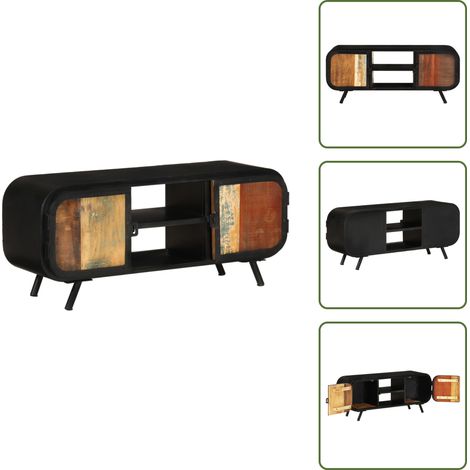The Living Store Mobile Porta TV 110x30x45 cm in Legno Massello di Recupero - Mobile TV in legno massello