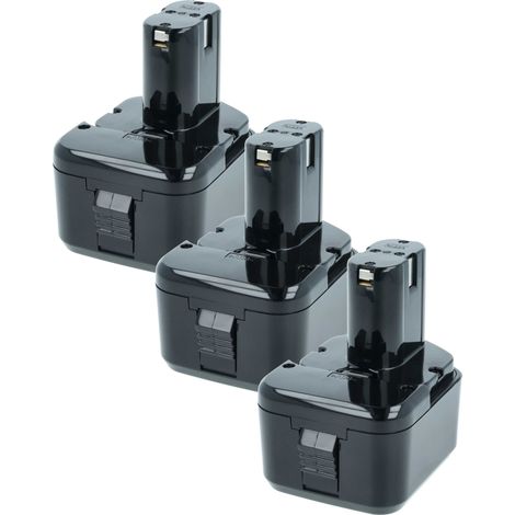 vhbw 3x Akku kompatibel mit Hitachi DS12DVF3, DS 12DVF3, DW18D, DW 18D, FDS12DVC Elektrowerkzeug (2100 mAh, NiMH, 12 V)