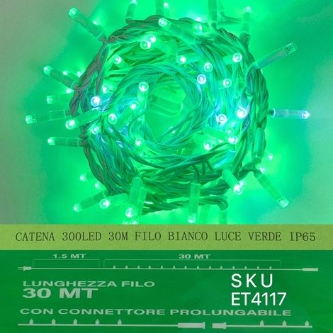 catena luminosa 300 led 30 metri filo bianco luce verde ip65 /ET4117 (1/2)